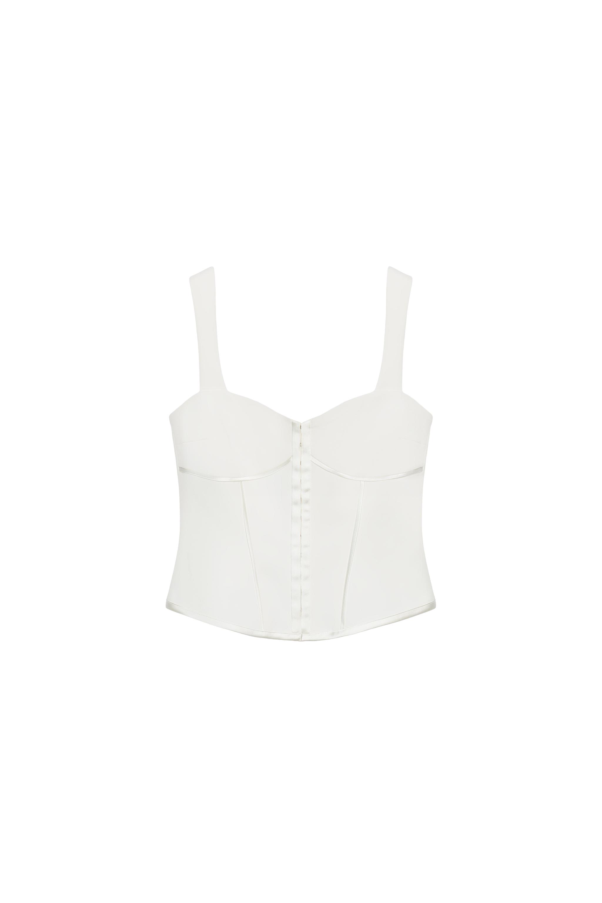 SATIN TRIM BUSTIER TOP